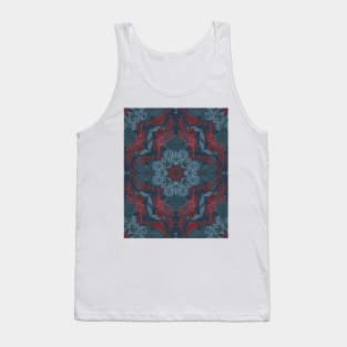 Vintage Fancy - a Pattern in Deep Teal & Red Tank Top